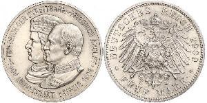5 Mark 萨克森王国 (1806 - 1918) 銀 弗里德里希·奥古斯特三世 (萨克森国王)