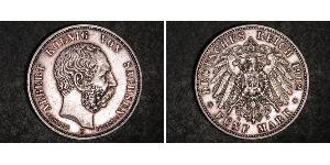 5 Mark 萨克森王国 (1806 - 1918) 銀 阿尔贝特 (萨克森)