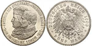 5 Mark 萨克森王国 (1806 - 1918) 銀 弗里德里希·奥古斯特三世 (萨克森国王)