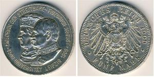 5 Mark 萨克森王国 (1806 - 1918) 銀 弗里德里希·奥古斯特三世 (萨克森国王)