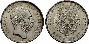 5 Mark 萨克森王国 (1806 - 1918) 銀 阿尔贝特 (萨克森)
