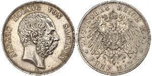 5 Mark 萨克森王国 (1806 - 1918) 銀 阿尔贝特 (萨克森)