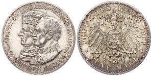 5 Mark 萨克森王国 (1806 - 1918) 銀 弗里德里希·奥古斯特三世 (萨克森国王)