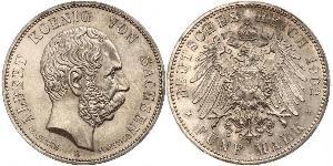 5 Mark 萨克森王国 (1806 - 1918) 銀 阿尔贝特 (萨克森)