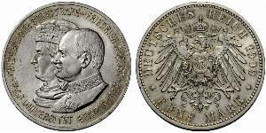 5 Mark 萨克森王国 (1806 - 1918) 銀 弗里德里希·奥古斯特三世 (萨克森国王)