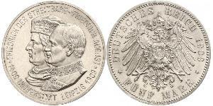 5 Mark 萨克森王国 (1806 - 1918) 銀 弗里德里希·奥古斯特三世 (萨克森国王)