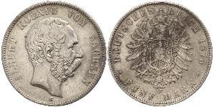 5 Mark 萨克森王国 (1806 - 1918) 銀 阿尔贝特 (萨克森)