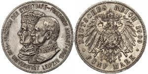 5 Mark 萨克森王国 (1806 - 1918) 銀 弗里德里希·奥古斯特三世 (萨克森国王)