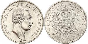 5 Mark 萨克森王国 (1806 - 1918) 銀 弗里德里希·奥古斯特三世 (萨克森国王)