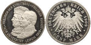 5 Mark 萨克森王国 (1806 - 1918) 銀 弗里德里希·奥古斯特三世 (萨克森国王)