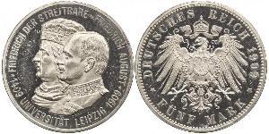 5 Mark 萨克森王国 (1806 - 1918) 銀 弗里德里希·奥古斯特三世 (萨克森国王)