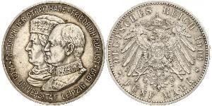 5 Mark 萨克森王国 (1806 - 1918) 銀 弗里德里希·奥古斯特三世 (萨克森国王)