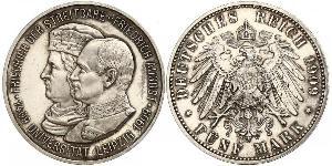 5 Mark 萨克森王国 (1806 - 1918) 銀 弗里德里希·奥古斯特三世 (萨克森国王)