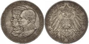 5 Mark 萨克森王国 (1806 - 1918) 銀 弗里德里希·奥古斯特三世 (萨克森国王)