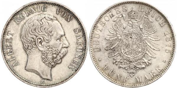 5 Mark 萨克森王国 (1806 - 1918) 銀 阿尔贝特 (萨克森)