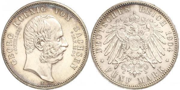 5 Mark 萨克森王国 (1806 - 1918) 銀 格奥尔格 (萨克森)