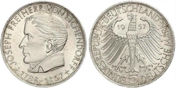 5 Mark 西德 (1949 - 1990) 銀 约瑟夫·冯·艾兴多夫