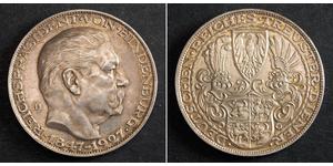 5 Mark 魏瑪共和國 (1919 - 1933) 銀 保罗·冯·兴登堡 (1847 - 1934)