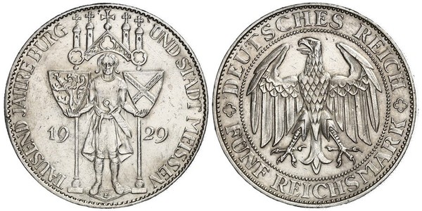 5 Mark 魏瑪共和國 (1919 - 1933) 銀 