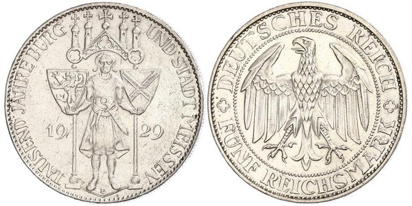 5 Mark 魏瑪共和國 (1919 - 1933) 銀 