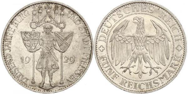 5 Mark 魏瑪共和國 (1919 - 1933) 銀 