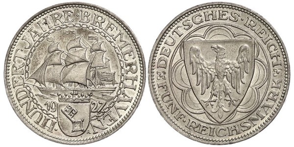 5 Mark 魏瑪共和國 (1919 - 1933) 銀 