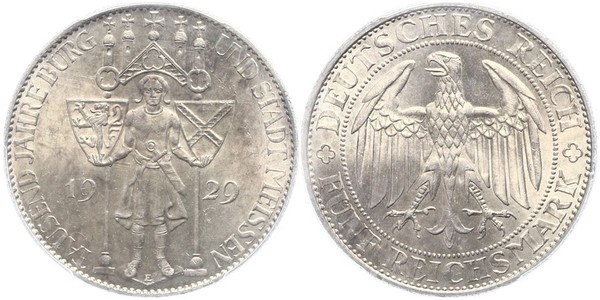 5 Mark 魏瑪共和國 (1919 - 1933) 銀 