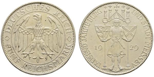 5 Mark 魏瑪共和國 (1919 - 1933) 銀 
