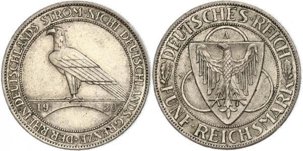 5 Mark 魏瑪共和國 (1919 - 1933) 銀 