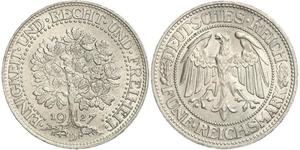 5 Mark 魏瑪共和國 (1919 - 1933) / 德国 銀 