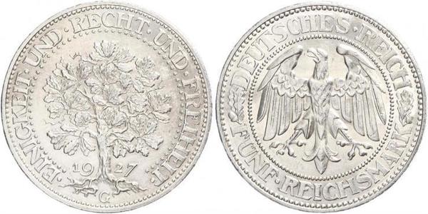 5 Mark 魏瑪共和國 (1919 - 1933) / 德国 銀 