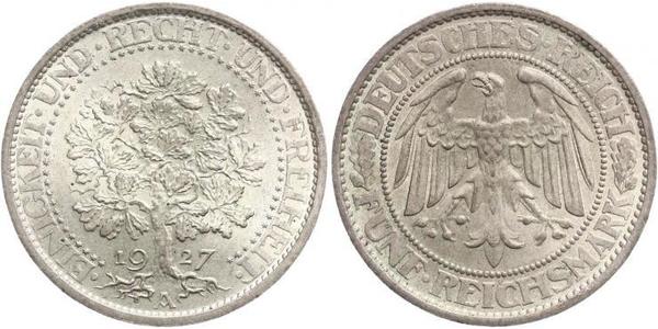 5 Mark 魏瑪共和國 (1919 - 1933) / 德国 銀 