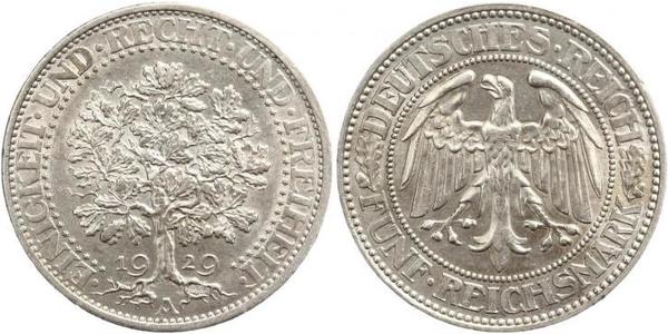 5 Mark 魏瑪共和國 (1919 - 1933) / 德国 銀 
