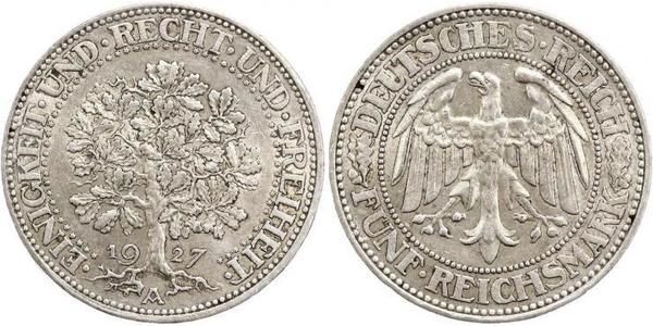 5 Mark 魏瑪共和國 (1919 - 1933) / 德国 銀 