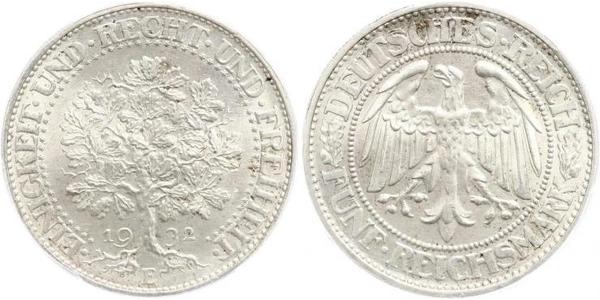 5 Mark 魏瑪共和國 (1919 - 1933) / 德国 銀 