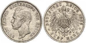 5 Mark 黑森-达姆施塔特 (1806 - 1918) 銀 恩斯特·路德维希 (黑森大公) (1868 - 1937)
