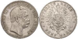 5 Mark 黑森-达姆施塔特 (1806 - 1918) 銀 路德维希三世 (黑森大公)