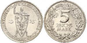 5 Mark / 5 Reichsmark République de Weimar (1918-1933) Argent 