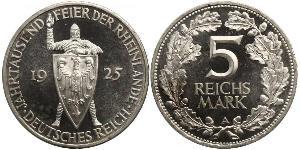 5 Mark / 5 Reichsmark République de Weimar (1918-1933) Argent 