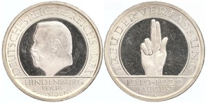 5 Mark / 5 Reichsmark République de Weimar (1918-1933) Argent Paul von Hindenburg