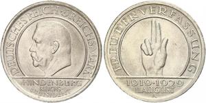 5 Mark / 5 Reichsmark République de Weimar (1918-1933) Argent Paul von Hindenburg