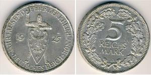 5 Mark / 5 Reichsmark République de Weimar (1918-1933) Argent 