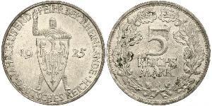 5 Mark / 5 Reichsmark Repubblica di Weimar (1918-1933) Argento 