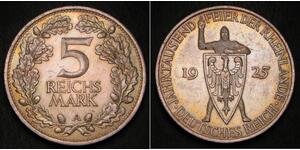 5 Mark / 5 Reichsmark Repubblica di Weimar (1918-1933) Argento 