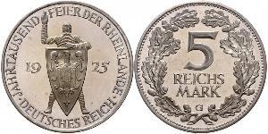 5 Mark / 5 Reichsmark Repubblica di Weimar (1918-1933) Argento 