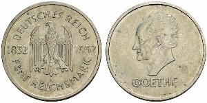 5 Mark / 5 Reichsmark Repubblica di Weimar (1918-1933) Argento 