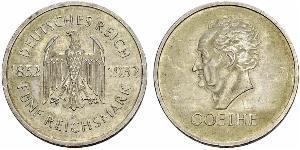 5 Mark / 5 Reichsmark Repubblica di Weimar (1918-1933) Argento 