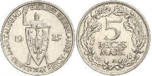 5 Mark / 5 Reichsmark Repubblica di Weimar (1918-1933) Argento 