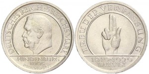 5 Mark / 5 Reichsmark Repubblica di Weimar (1918-1933) Argento Paul von Hindenburg