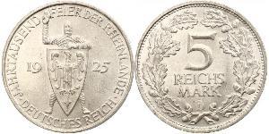 5 Mark / 5 Reichsmark Repubblica di Weimar (1918-1933) Argento 